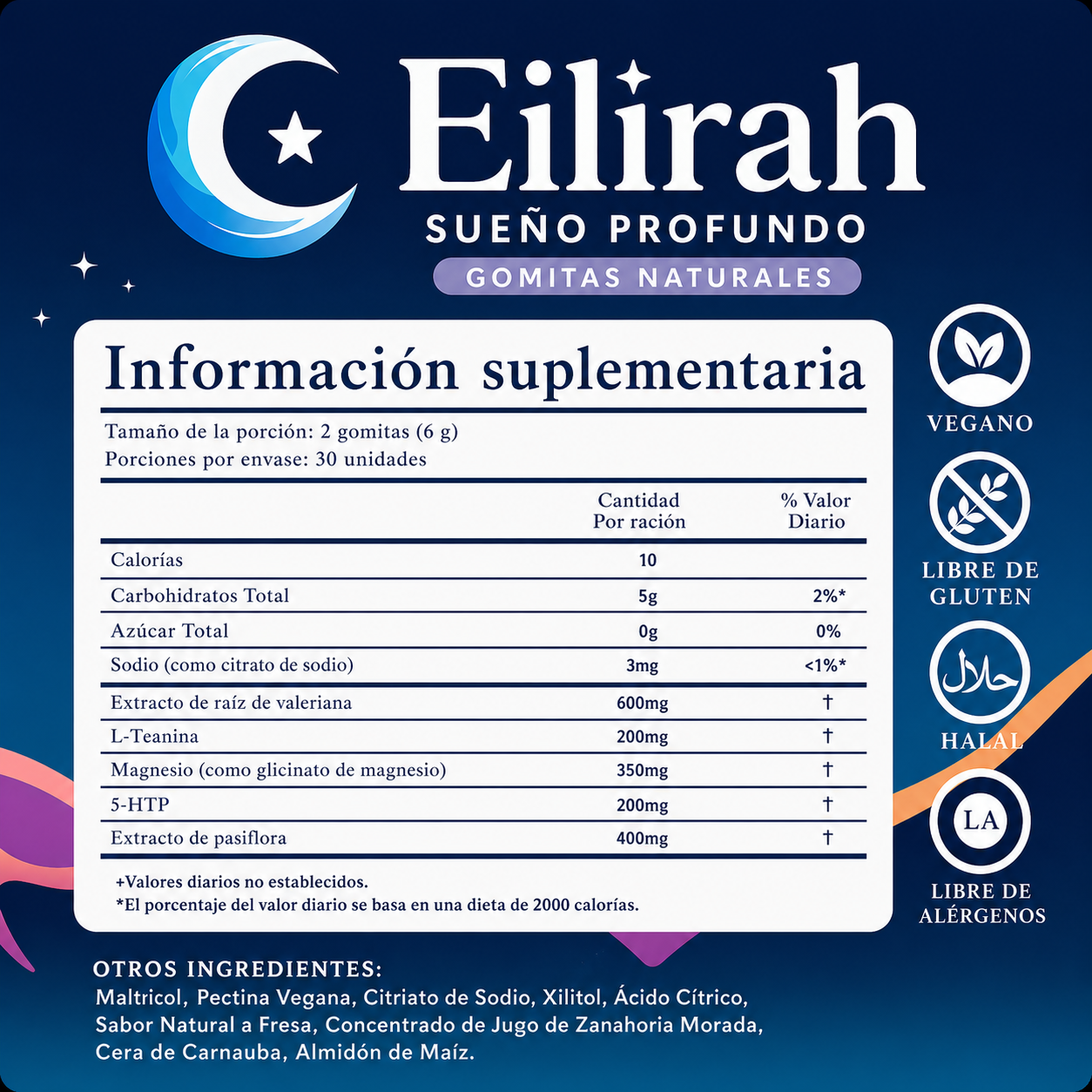 Eilirah™ - Gomitas Naturales para Dormir (Sin Melatonina)