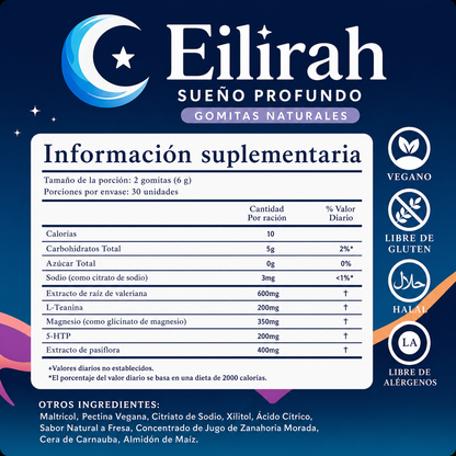 Eilirah™ - Gomitas Naturales para Dormir (Sin Melatonina)